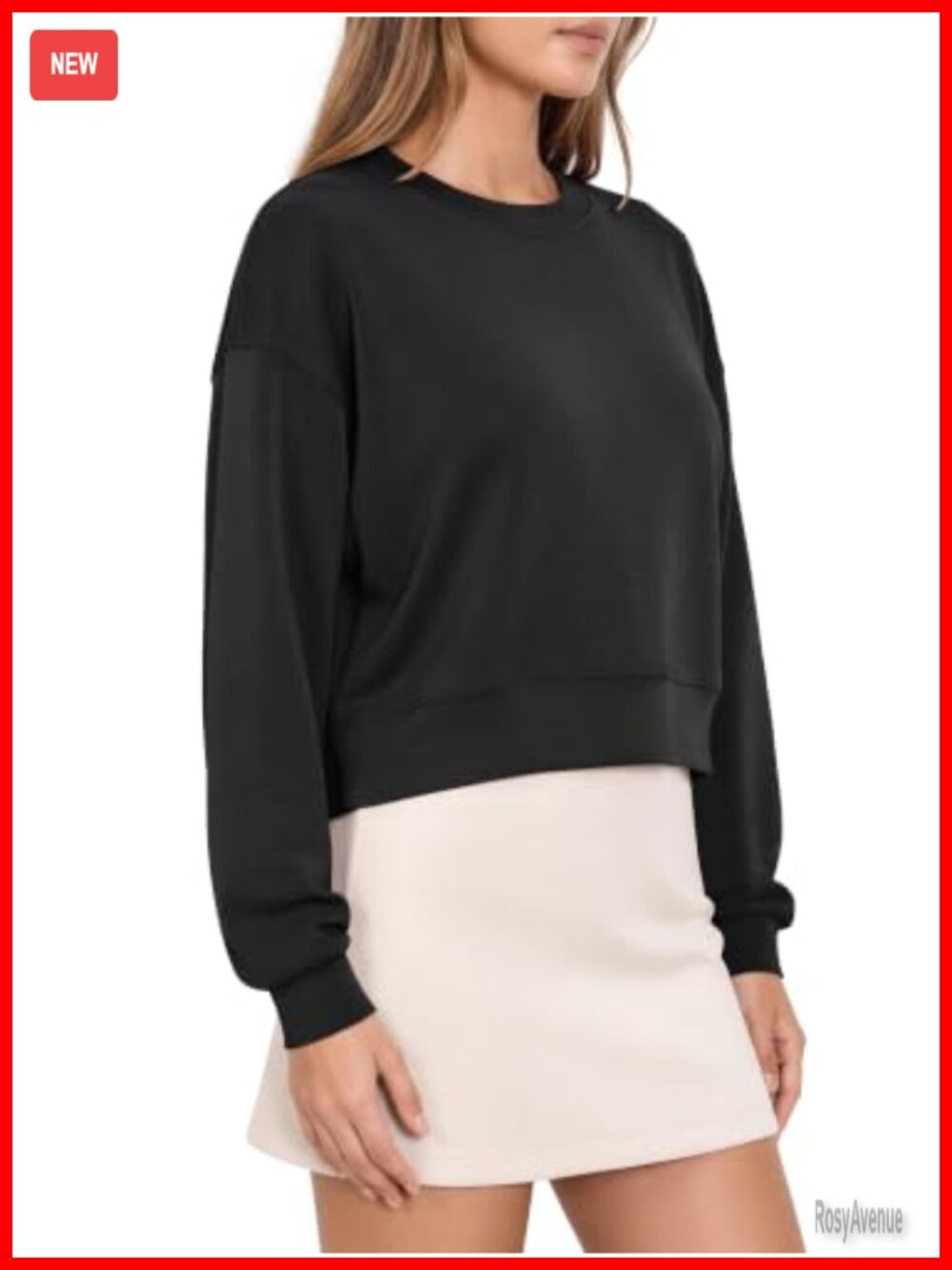 Modal Soft Long Sleeve Cropped Sweatshirt Oversized Crew Neck Pullover